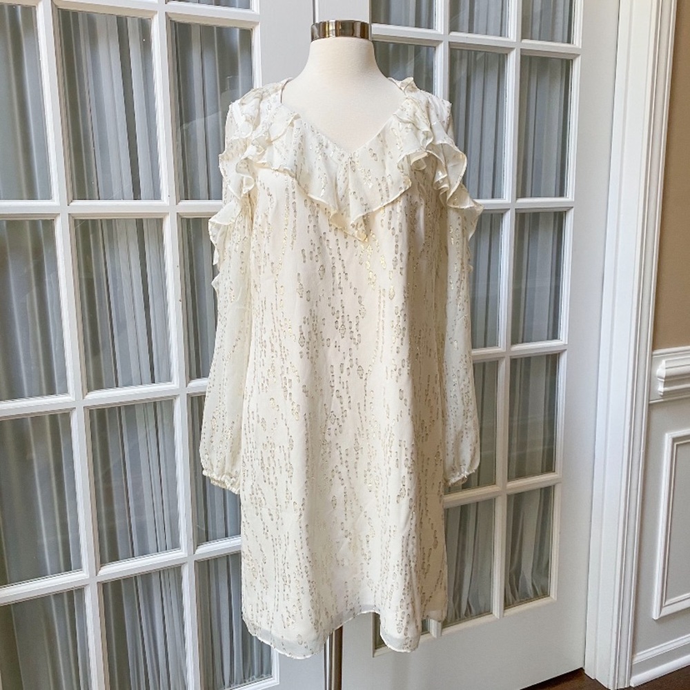 Lily Pulitzer White Metallic Silk Dress